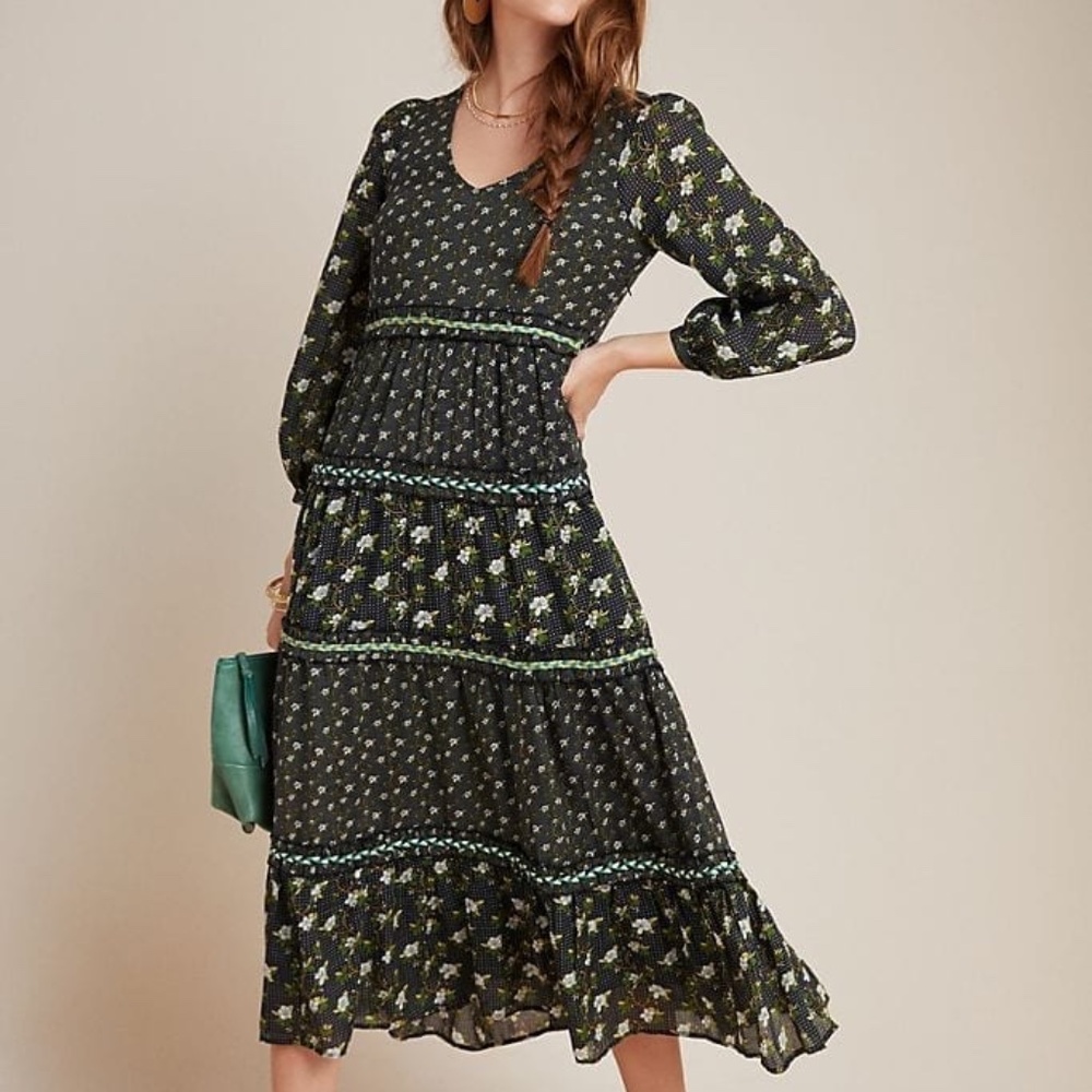 NWT ANTHROPOLOGIE Karoline Tiered Dress SZ 4P